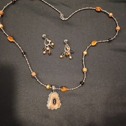 Carolyn Pollack Relios Tiger Eye Jasper Necklace & Earrings
