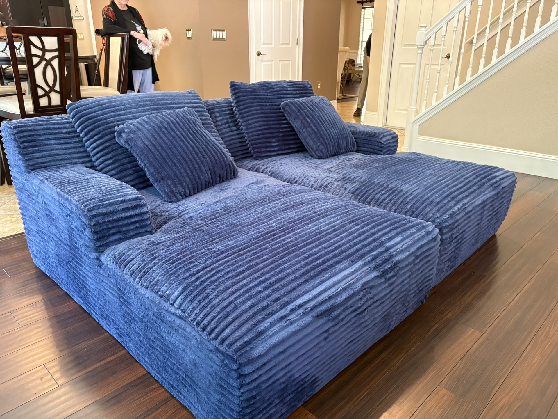 IHDKO 78” Oversized Double Chaise Lounge Indoor, Corduroy Sleeper Sectional Couch, Upholstered Boneless Cloud Sofa Deep Seat, Comfy Plush Chair Bed fo