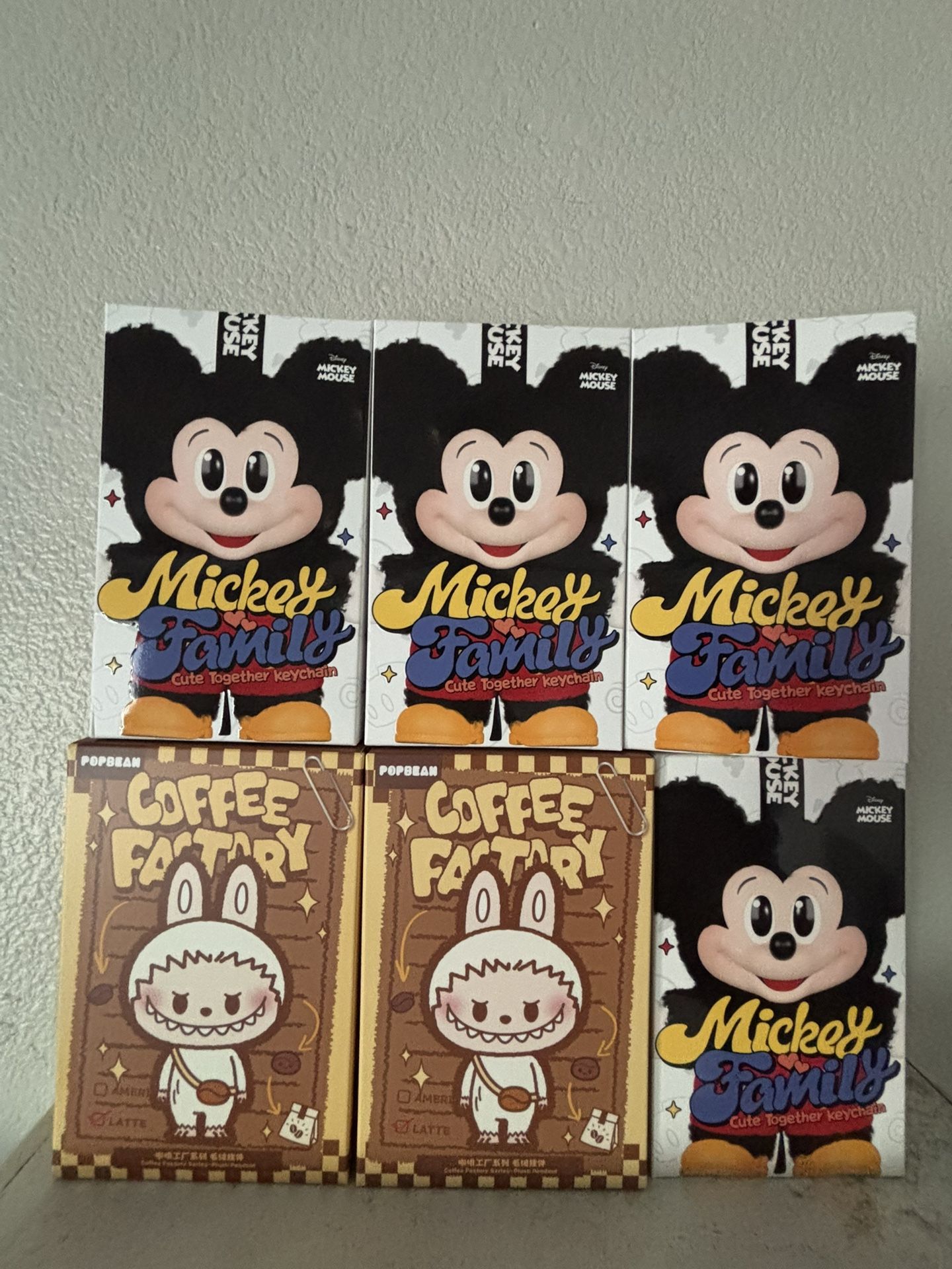 POPMART POP BEAN and MICKEY FAMILY PLUSH KEYCHAINS