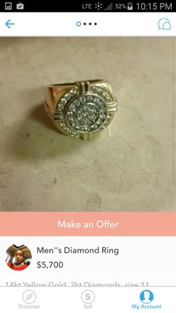 Men's 14k Yellow Gold Diamond Ring