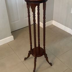 Tall Wood Pedestal Table Stand 2-Tier