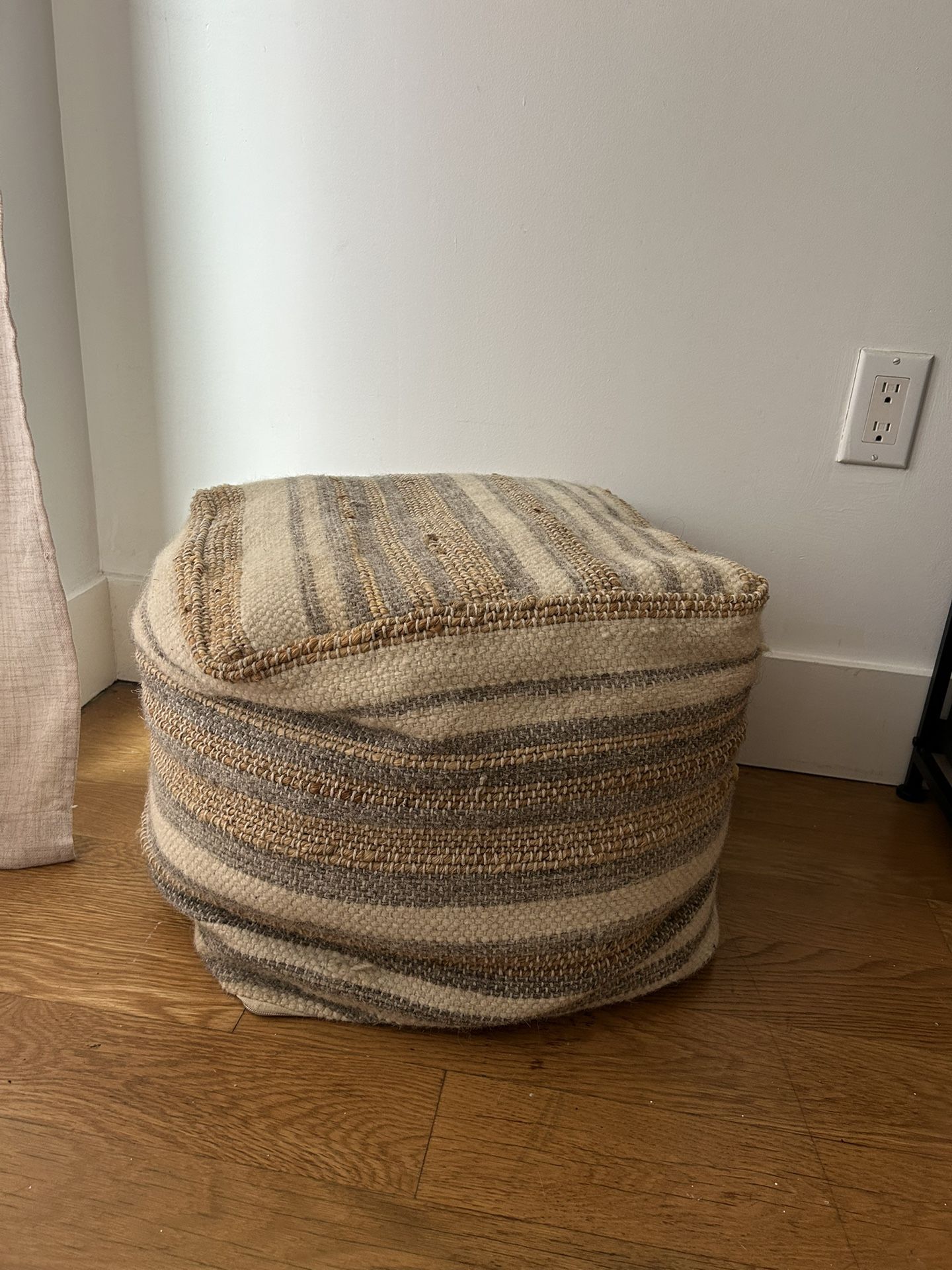 Pouf, Soft Ottoman, Natural Materials