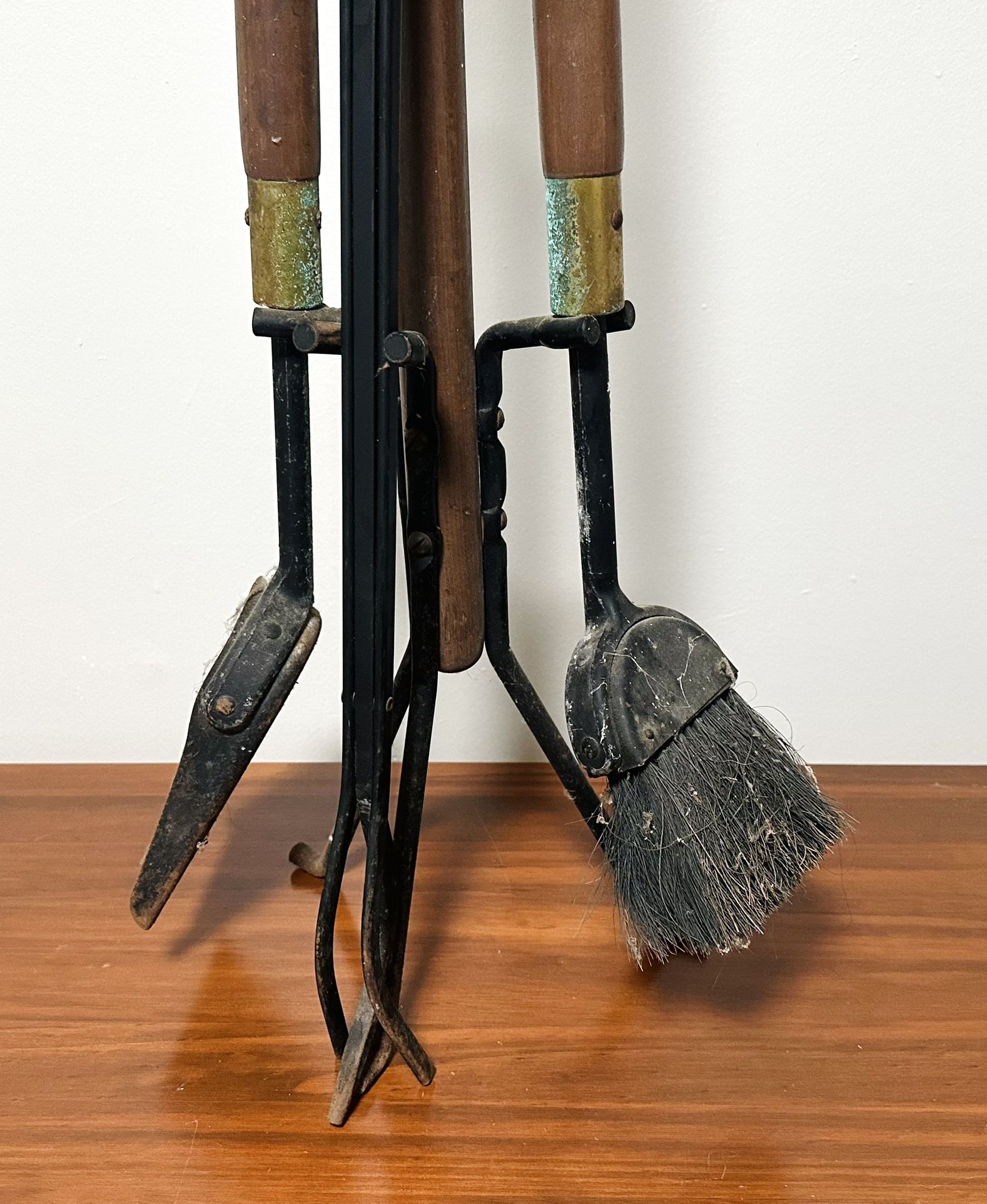 Vintage Mid Century Fireplace Tool Set Shovel Brush Poker