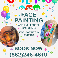 Glitter face unicorn paints balloons