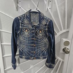 Jeans Jacket Covered In Crystal Rivets