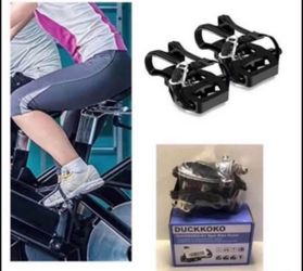 Brandnew Spin Bike Pedals for Exercise with Toe Clips and Straps