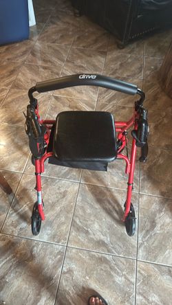 Drive Medical Rollator Walker With Seat, 7.5 Inch Wheels, Red