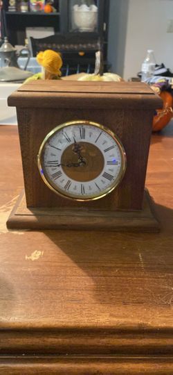 Vintage Wooden Mantel Clock with Roman Numerals