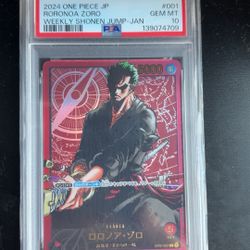Bandai One Piece CCG Leader Roronoa Zoro Weekly Shonen Jump-Jan #001 PSA 10 2024