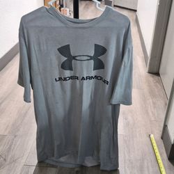 Under Armour Sportstyle Logo Long-Sleeve Shirt Grey- Men's Sz XL Preowned