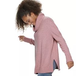 Junior So Mossy Cowlneck Pullover Fuzzy Soft Sweater Tunic XS