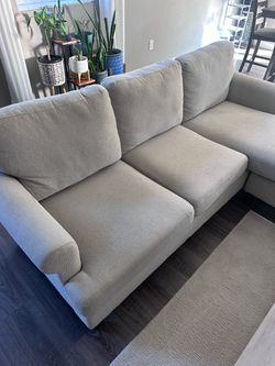 Light Colored Fabric Sectional Sofa