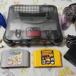 Nintendo 64 Smoke edition With Expansion Pack 2 Controllers and Games 