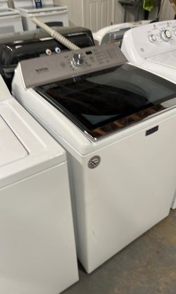 Maytag Top Load Washer – Glass Lid, HE, White