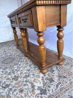 Rustic Wooden Console Table with 2 Drawers & Storage Shelf