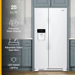 Whirlpool 24.6-cu ft Standard-Depth 36-in Wide Side-by-Side Refrigerator with Ice Maker 