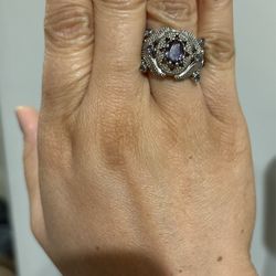 Silver & Lavender Ladies Ring - Size 8