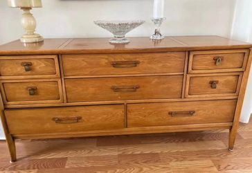 Drexel Mid-Century Wood Dresser with Brass Hardware
