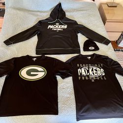 Men’s Green Bay Packers Shirts, Hoodie, and Beanie All Black - Large