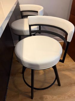 Like new: 2-Liam White/Black modern swivel stools