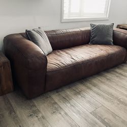 ARTICLE Cigar Genuine Rawhide Leather Sofa Couch. Just Cleaned & Conditioned. In Great Used Condition. (94”W x 40" Depth).