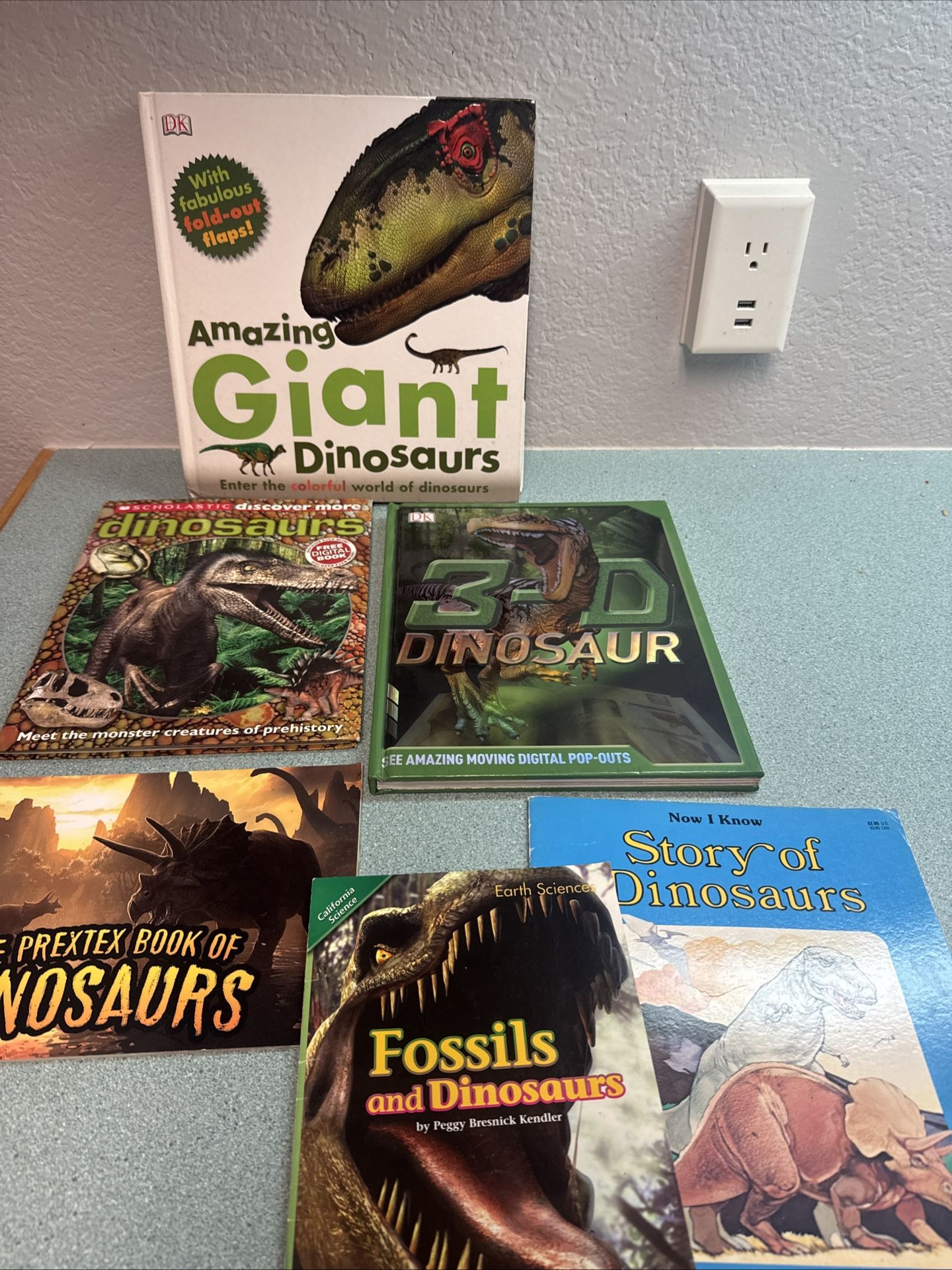 Lot Of 6 Children's Dinosaur Picture Books Educational Fold Out Flaps 1 Vintage