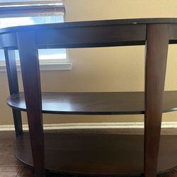 3 Level coffee/end Table, Half Moon Shape, Mahogany Wood