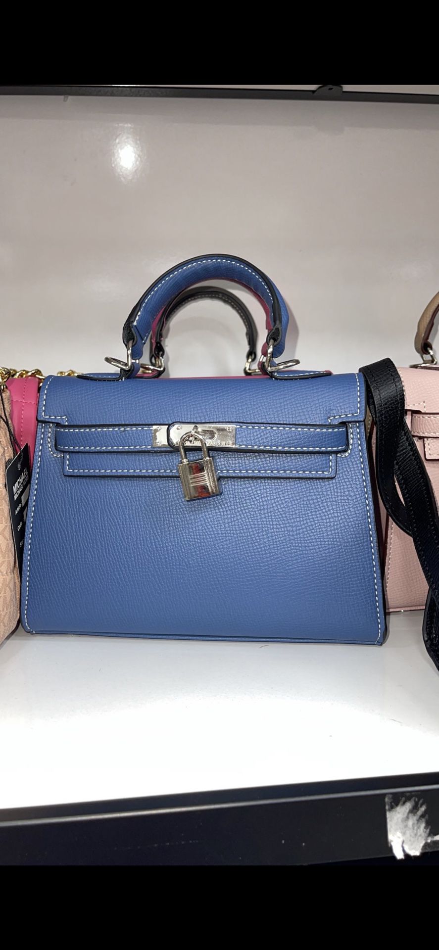 Small Hermes Blue Leather Bag