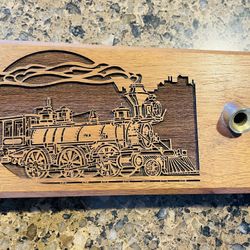 Vintage Engraved Steam Train, Pen Holder