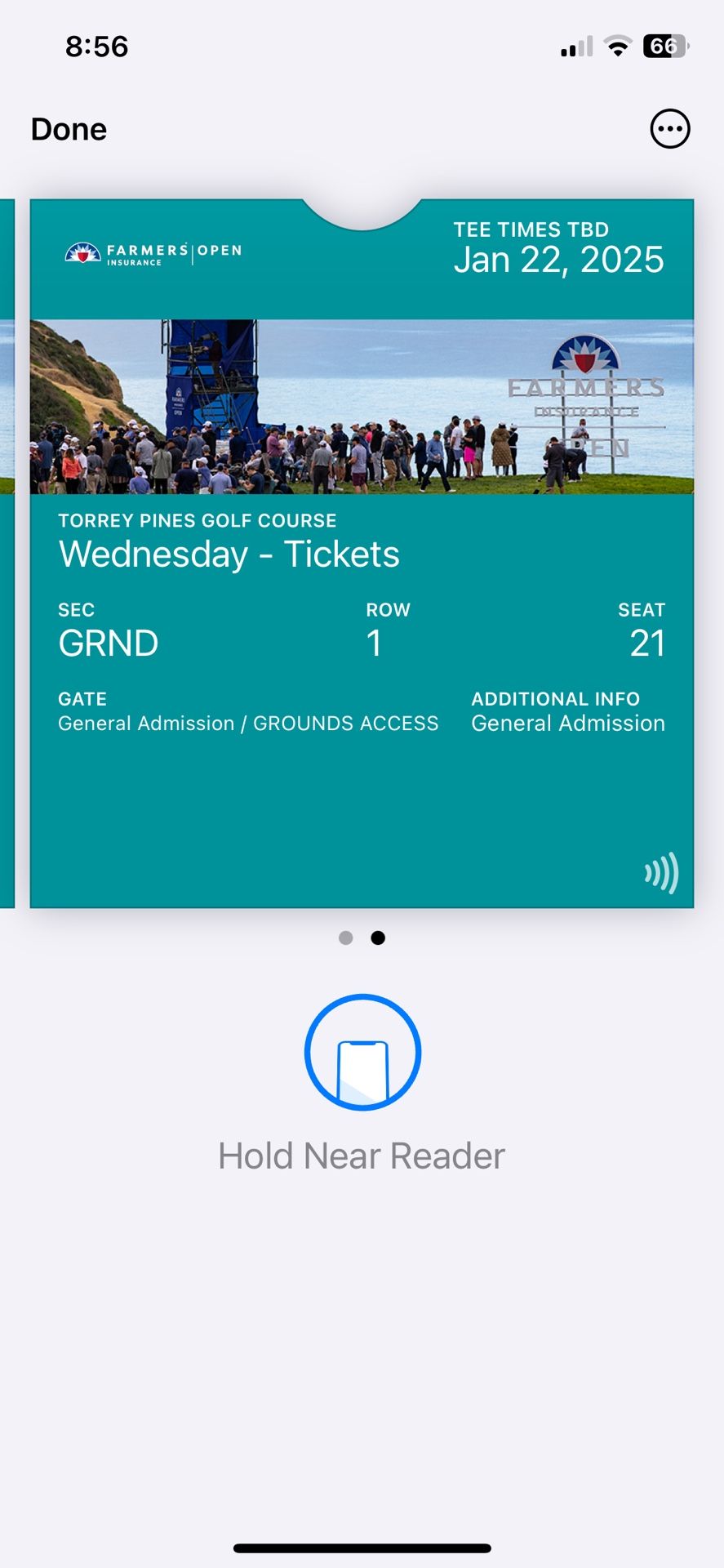 Jan 22 Farmers Open Two Tix General Admission