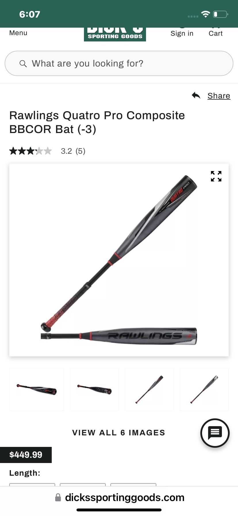 Rawlings Quatro Pro BBCOR Baseball Bat