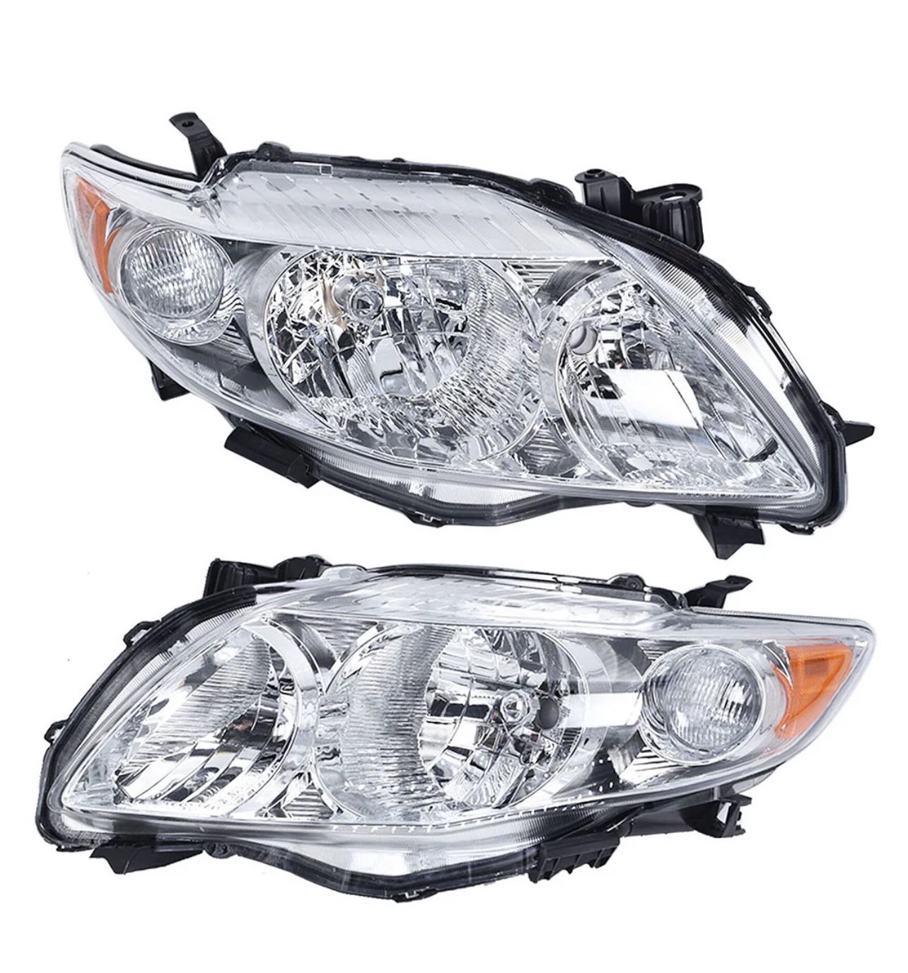 Pair Headlights Assembly 2009-2010 Toyota Corolla Projector Chrome Headlamps Left Right Side