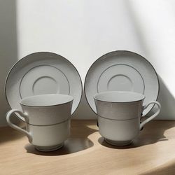 Set Of 2 Wakefield By International Fine China Teacups And Saucers