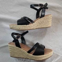Black Espadrille Wedge Sandals