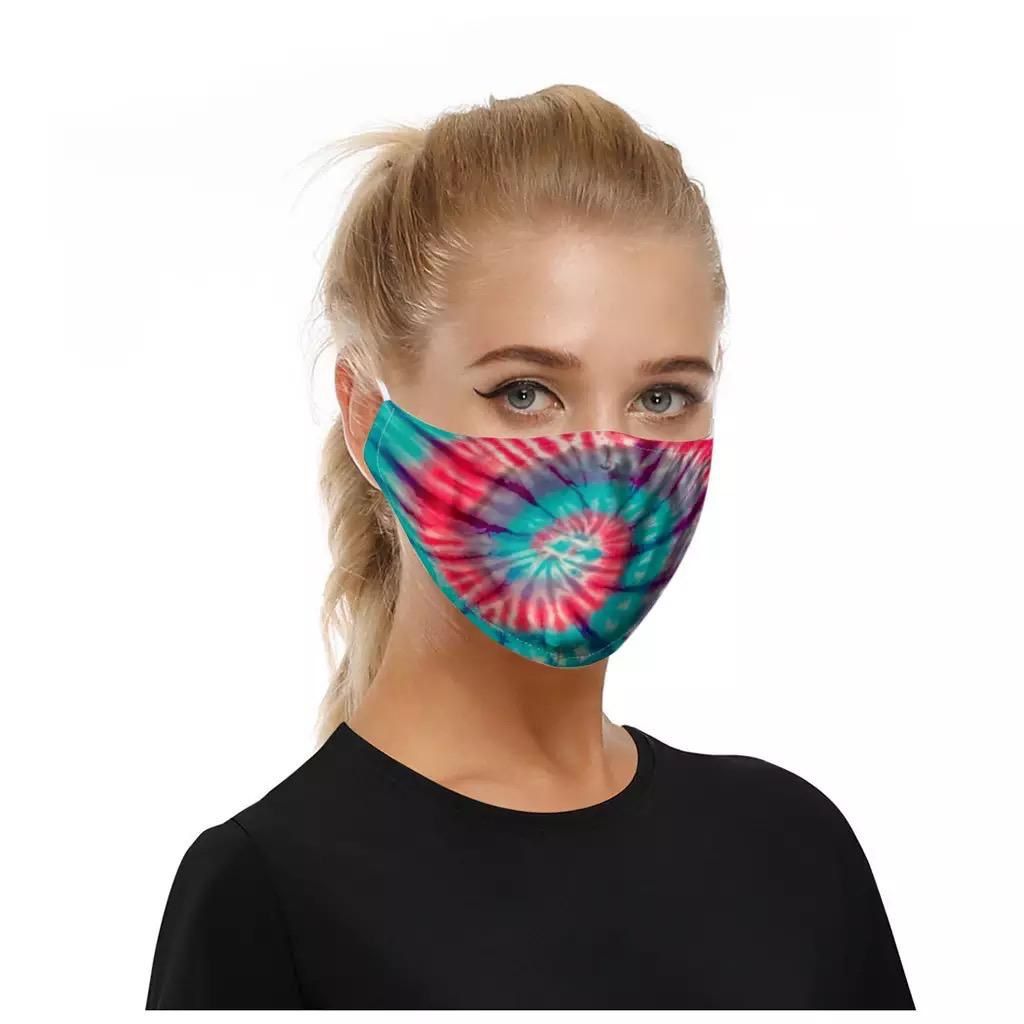 Tie-Dye Print Washable, Reusable Polyester Masks in Pink/Blue