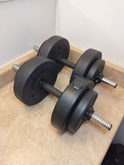 44 lb Adjustable Dumbbell Set with Extra Long Bars