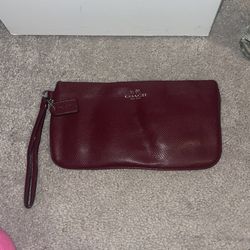Coach Maroon Wristlet