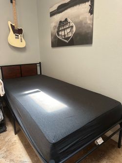 Twin bed frame and mattress