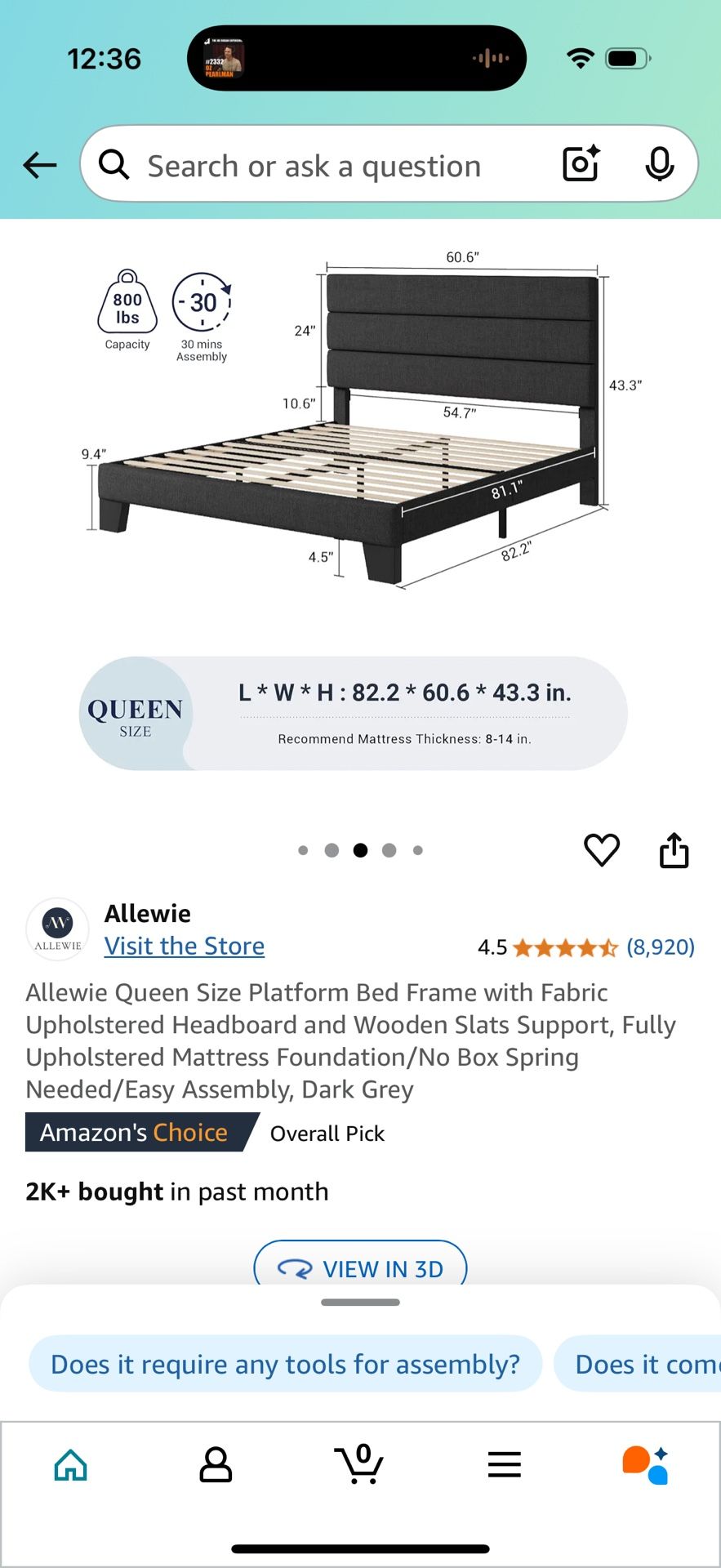 Queen Bed frame All In The Headboard