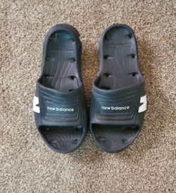 New Balance Kids Black Slide Sandals with White Logo