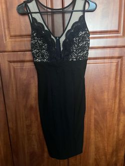 Trixxi Dress Womens 3 Black Nude Lace Mesh Bodycon Sheath Cocktail Party Formal