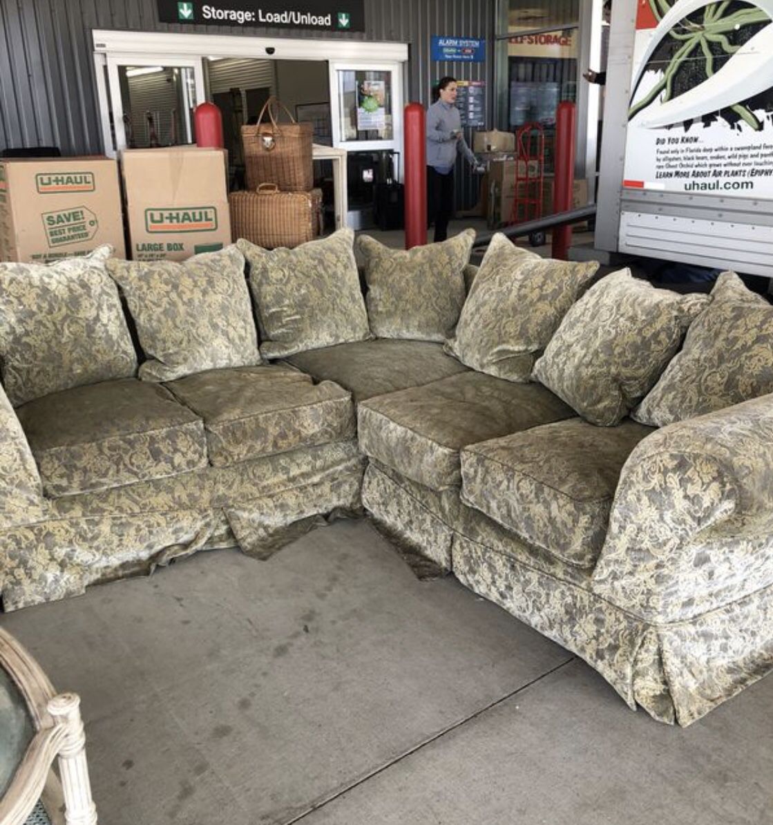 High end slipcovered sofa with down filled cushions