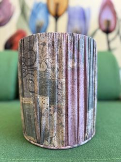 Vintage Croscill Sedona Colorful Pleated Fabric Wastebasket Bin