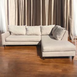 Jerome’s Beige Linen L-Shape Sectional Sofa (Right Side Chaise)