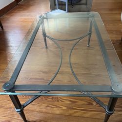 Glass and metal coffee table