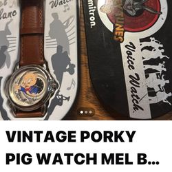 VINTAGE PORKY PIG WATCH MEL BLANC VOICE WATCH ARMITRON LOONEY TUNES 1998
