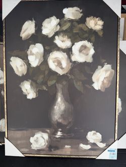 White Flowers Canvas Wall Decor