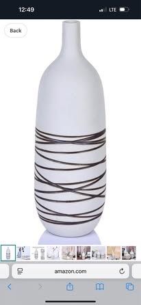 orenm Ceramic Modern Outline vase,Black and White Striped Bottle Neck vase