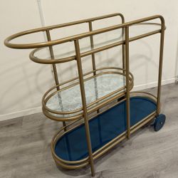 Sauder Coral Cape Bar Cart, Satin Gold Finish

