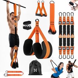 Adjustable Pull Up Assistance Bands with Foot and Knee Support, Heavy Duty Resistance Bands for Pull Up Bar, Full Body Strength Training System for Ho